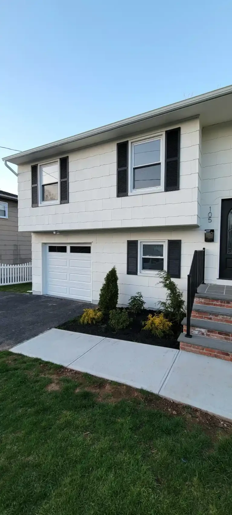 Exterior-House-painting-white-Asbestos-siding-black-shutters-3